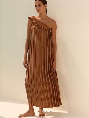 Anthropologie One-Shoulder Pleated Dress